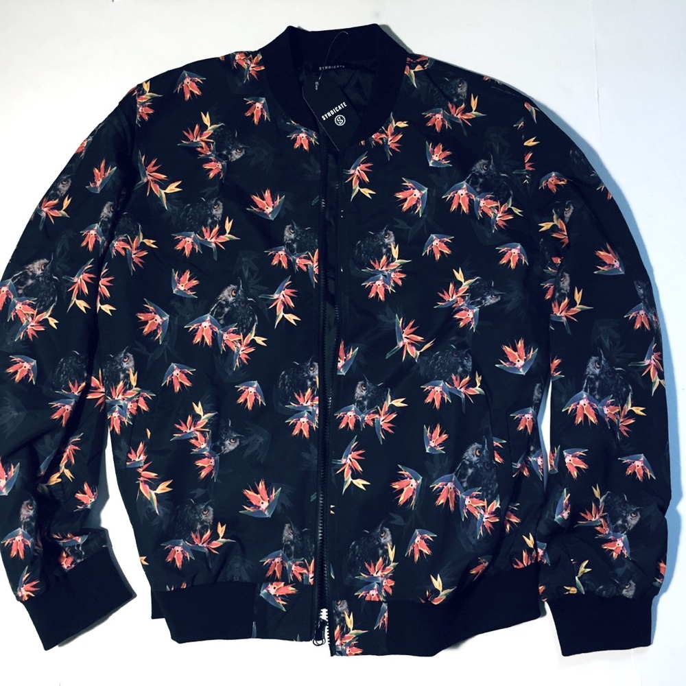 Syndicate black zip front Owl jacket 2XL